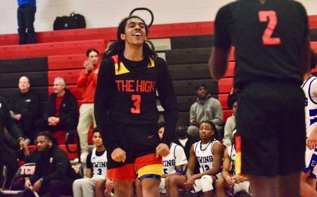 Trenton High’s Juan Sanchez, 3 reacts to a defensive stop...